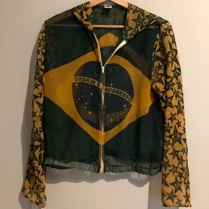 Vintage Brazil flag sheer zip up